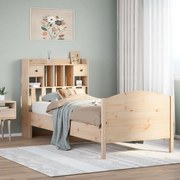 vidaXL Cama com estante sem colchão 75x190 cm pinho maciço
