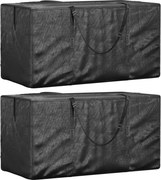 vidaXL Sacos de arrumação p/ almofadões jardim 2 pcs polietileno preto