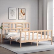 Estrutura de cama com cabeceira 160x200 cm madeira maciça