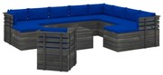 12 pcs conjunto lounge de paletes com almofadões pinho maciço