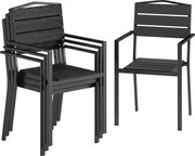 Outsunny Conjunto de 4 Cadeiras de Jardim Empilháveis para Exterior com Apoios de Braços, Encosto e Assento, Estrutura Metálica, 52x51x90 cm, Preto | Aosom Portugal