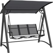 Outsunny Baloiço de Jardim de 3 Lugares com Teto Ajustável UPF50+ Assento Transpirável e Estrutura em Metal 188x130x183 cm Cinza | Aosom Portugal