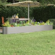 vidaXL Canteiro elevado jardim 332x40x36cm aço revestido a pó prateado