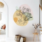 Mulher e flores em linha - autocolante de parede para o corredor