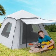 Tenda de Campismo para 2-3 Pessoas Impermeável PU2000 mm Proteção UV50+ com Bolsa de Transporte 210x210x150 cm Prata