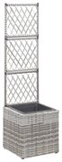 vidaXL Floreira com treliça e 1 vaso 30x30x107 cm vime PE cinzento