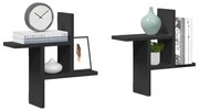vidaXL Prateleiras de parede 2 pcs 38x12x38 cm deriv. de madeira preto