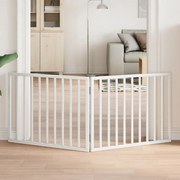 vidaXL Portão para cães dobrável com 2 painéis, branco, 160 cm, madeira de álamo