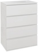 HOMCOM Cómoda com 4 Gavetas de Madeira Cómoda de Dormitório Cómoda Branca para Sala de Estar Estilo Moderno 55x33x80 cm Branco | Aosom Portugal