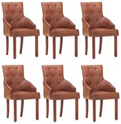 vidaXL Cadeiras de jantar 6 pcs couro de cabra genuíno castanho