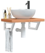 vidaXL Prateleira de parede p/ lavatório aço/madeira de faia maciça