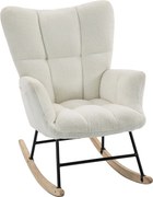 HOMCOM Poltrona de Balanço, Rocking Chair em Pelúcia Teddy, Bolsos Laterais, Encosto com Orelhas e Capitonê, Creme | Aosom Portugal