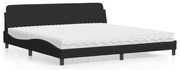 vidaXL Cama com colchão Dover 200x200 cm tecido preto