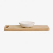 Conjunto De Móvel De Casa De Banho 110x45 Cm Suspenso Em Madeira De Teca Neill Madeira De Teca Clara & Cimento Redondo Branco Ø40 Cm Zavion - Sklum