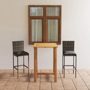 vidaXL 3 pcs conjunto de bar para jardim com almofadões cinzento