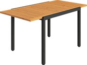 Outsunny Mesa de Jardim Extensível 100/150x70 cm em Madeira e Metal com Orifício para Guarda-sol para 4-6 Pessoas Teca | Aosom Portugal
