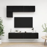 5 pcs conjunto de móveis de TV contraplacado preto