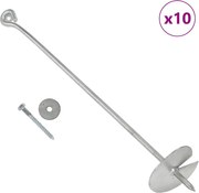 vidaXL Estacas de enterrar 10 pcs 10x60 cm metal galvanizado