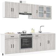 vidaXL 8 peças armário de cozinha conjunto Kalmar cinza sonoma
