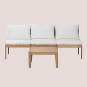 Conjunto De Jardim De 3 Peças Com Mesa De Centro De Madeira De Acácia Filips Gardénia Branco - Sklum