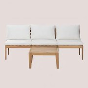 Conjunto De Jardim Filips Com Sofá Modular De 3 Peças E Mesa De Centro Gardénia Branco - Sklum