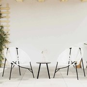 vidaXL Cadeiras de jardim 3 pcs vime preto e branco