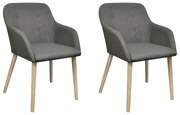 vidaXL Cadeiras jantar 2 pcs tecido cinzento-claro e carvalho maciço