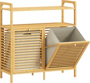 HOMCOM Móvel de Casa de Banho com Cesto para Roupa Suja Móvel para Roupa Suja em Bambu 2 Sacos de Roupa 82x33x88 cm Madeira | Aosom Portugal