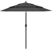 vidaXL Guarda-sol de jardim 3 camadas c/ poste alumínio 2,5m antracite