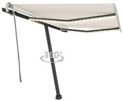 vidaXL Toldo retrátil manual com LED 300x250 cm cor creme