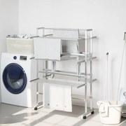 vidaXL Estendal de roupa com rodas 89x64x129 cm alumínio