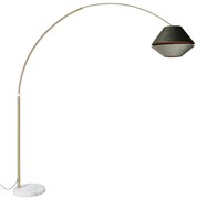 Candeeiro de Arco em Latão com Abajur Duplo de Veludo Branco e Verde - XXL Clássico / Antigo,Moderno