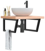 vidaXL Prateleira de parede p/ lavatório aço/madeira de faia maciça