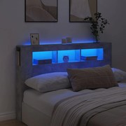 vidaXL Cabeceira c/ LEDs 160x18,5x103,5 cm cinzento-cimento
