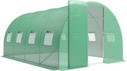 Outsunny Estufa túnel de jardim 12 m², estufa túnel 295x400x200cm porta e 8 janelas, cobertura PE 140 g/m² verde | Aosom Portugal