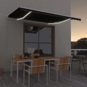 vidaXL Toldo retrátil manual com LED 400x300 cm antracite