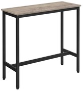 Mesa de bar estreita (100 x 40 x 90 cm), estrutura em aço, cor greige/preto, industrial