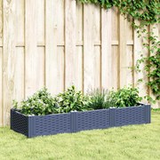 vidaXL Vaso/floreira de jardim c/ estacas 125x40x28,5 cm PP cinzento azul
