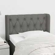 vidaXL Cabeceira de cama c/ abas tecido 83x16x78/88 cm cinzento-escuro