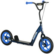 Aiyaplay Patinete Scooter para Crianças com Rodas Grandes de 6-12 Anos Altura Ajustável Freio Traseiro descanso Lateral Azul | Aosom Portugal