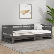 Sofá-cama de puxar pinho maciço cinza 2x(90x200) cm