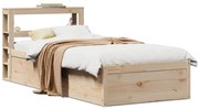 vidaXL Estrutura de cama com cabeceira 90x190 cm pinho maciço