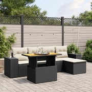 vidaXL 6 pcs conjunto sofás de jardim c/ almofadões vime PE preto