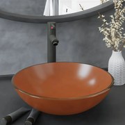 vidaXL Lavatório torneira válvula click-clack vidro temperado castanho