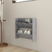 vidaXL Sapateira de parede 60x18x60 cm contraplacado cinzento cimento