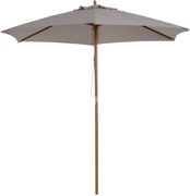 Outsunny Chapéu de Sol de Madeira Ø250x230 cm para Exterior com 6 Hastes Sistema de Corda com Fixação Desmontável Portátil Cinza