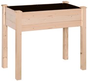 Outsunny Horta Elevada de Madeira com Tecido não Tecido e 4 Orifícios de Drenagem para Cultivo 86x46x76cm Madeira | Aosom Portugal