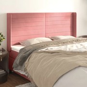 vidaXL Cabeceira cama c/ abas veludo 163x16x118/128 cm rosa