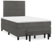 vidaXL Cama boxspring com colchão 120x190 cm veludo cinzento-escuro