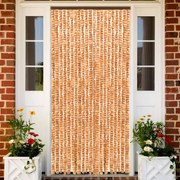 vidaXL Cortina anti-insetos 90x220 cm chenille ocre e branco